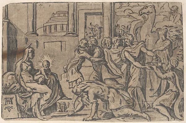 The Adoration of the Magi by Niccolò Vicentino depicting Matthew 2