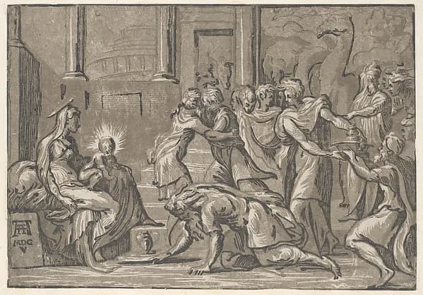 The Adoration of the Magi by Niccolò Vicentino depicting Matthew 2