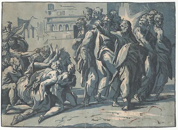 Christ healing the Lepers by Niccolò Vicentino depicting Matthew 9