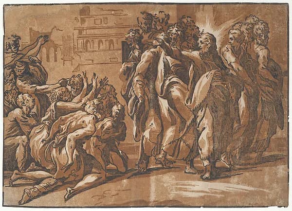 Christ healing the Lepers by Niccolò Vicentino depicting Matthew 9