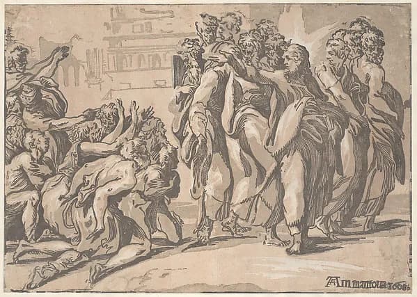 Christ healing the Lepers by Niccolò Vicentino depicting Matthew 9