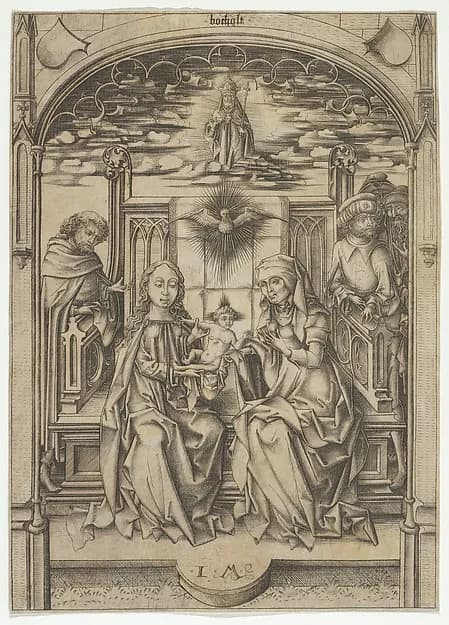 The Holy Family with St. Anne by Israhel van Meckenem depicting Luke 1