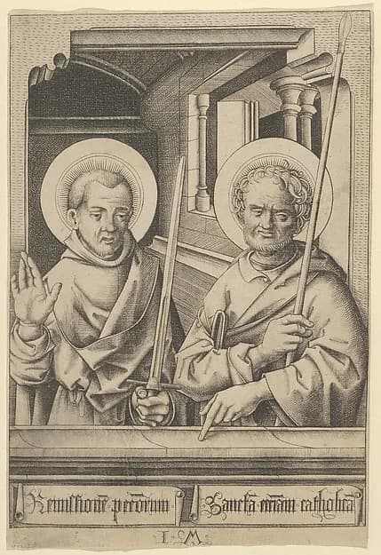 St. Simon (?) and St. Matthew, from The Apostles by Israhel van Meckenem depicting Matthew 1