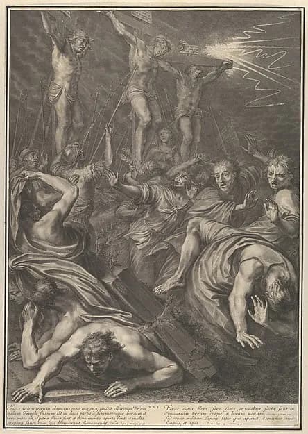 Christ on the Cross, from The Passion of Christ, plate 21 by Grégoire Huret depicting Matthew 27
