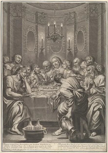 The Last Supper, from The Passion of Christ, plate 5 by Grégoire Huret depicting Matthew 26