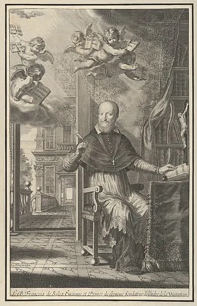 Le B. François de Sales, Evesque et Prince de Genève, fondateur de l'Ordre de la Visitation by Grégoire Huret depicting Luke 1