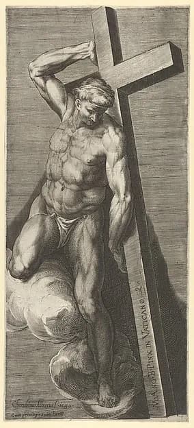 The Good Thief, after Michelangelo's "The Last Judgment" fresco in the Sistine Chapel by Cherubino Alberti (Zaccaria Mattia) depicting Revelation 20
