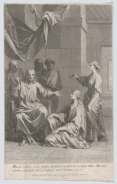Christ in the House of Martha and Mary by Anonymous, French, 18th century depicting Luke 10