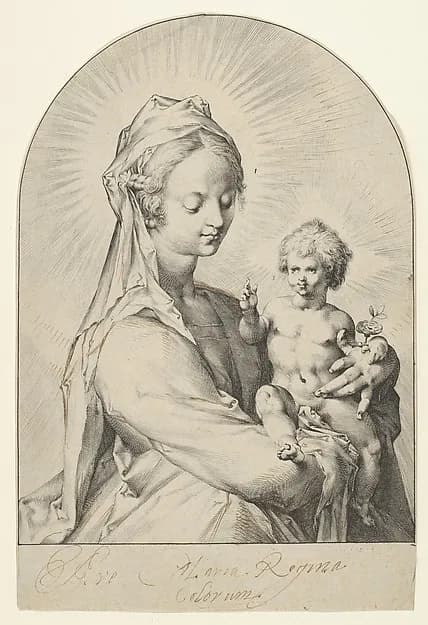 The Virgin with the Child Blessing by Jan Muller depicting Luke 2