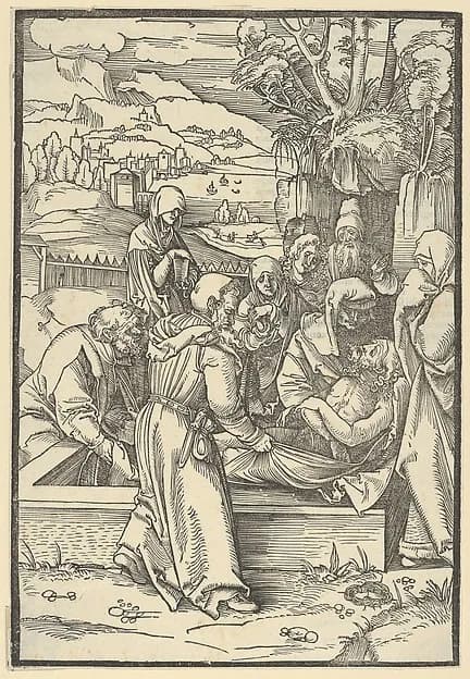The Entombment, from Speculum passionis domini nostri Ihesu Christi by Hans Schäufelein depicting Matthew 27
