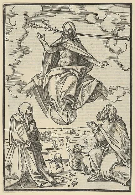 The Last Judgment, from Speculum passionis domini nostri Ihesu Christi by Hans Schäufelein depicting Revelation 20