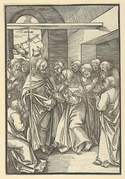 The Incredulity of Thomas, from Speculum passionis domini nostri Ihesu Christi by Hans Schäufelein depicting John 20