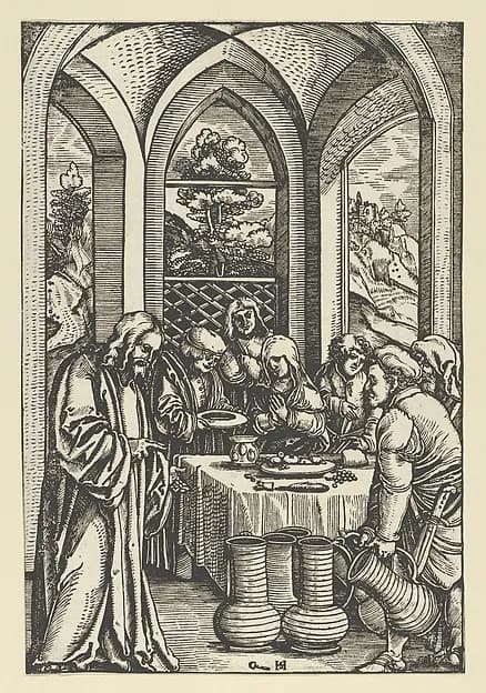 The Wedding at Cana, from "The Life of Christ" by Hans Schäufelein depicting John 2