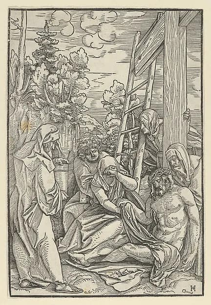The Lamentation, from "The Life of Christ" by Hans Schäufelein depicting Mark 15