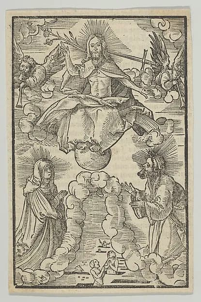The Last Judgment, from Hymmelwagen auff dem, wer wol lebt... by Hans Schäufelein depicting Revelation 20