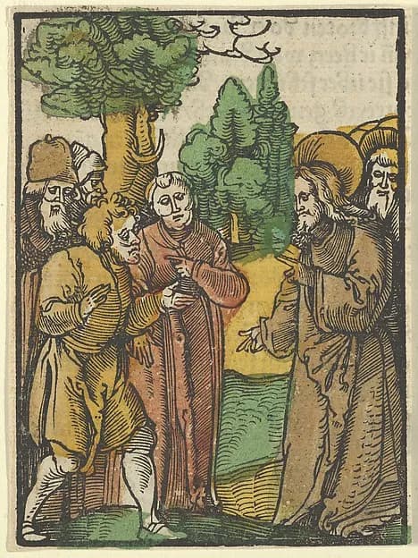 Christ and the Pharisees, from Das Plenarium by Hans Schäufelein depicting John 1