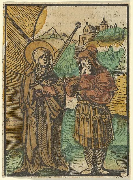 The Virgin as Master Dolorosa and Simeon, from Das Plenarium by Hans Schäufelein depicting Luke 1