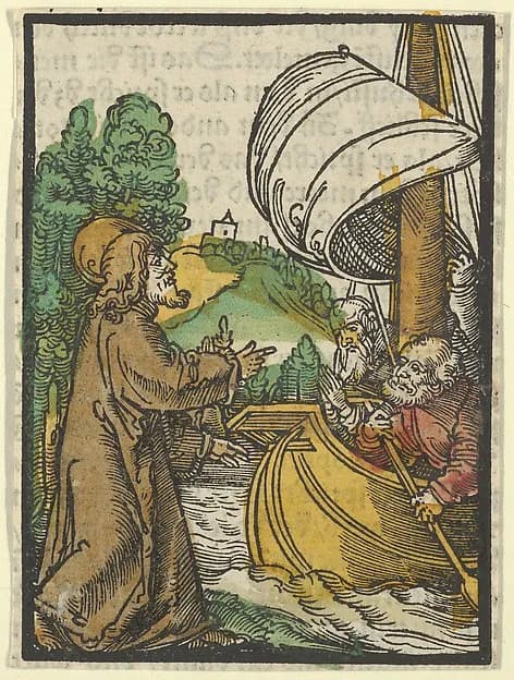 Christ Calming the Storm on Lake Tiberias, from Das Plenarium by Hans Schäufelein depicting John 1