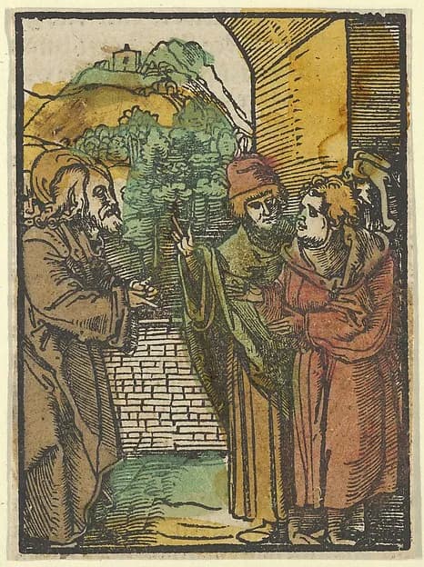 Christ and the Pharisees, from Das Plenarium by Hans Schäufelein depicting John 1