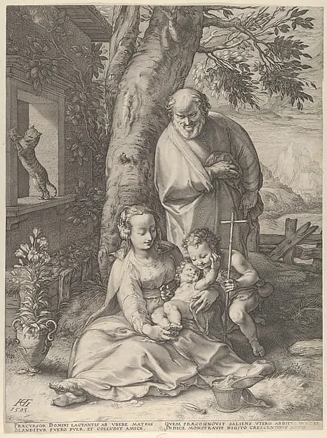 The Holy Family with the Infant John the Baptist by Hendrick Goltzius depicting Matthew 3