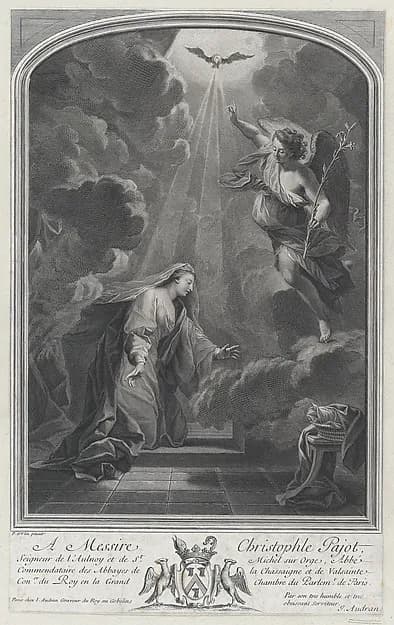 The Annunciation by Jean Audran depicting Luke 1