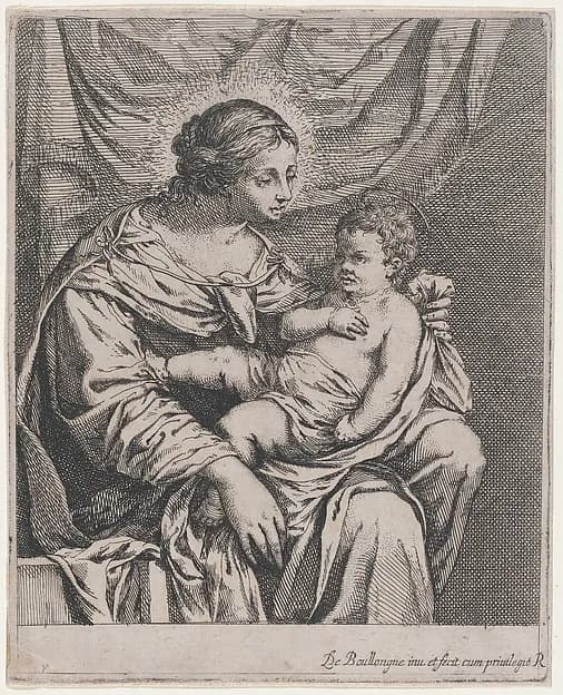Madonna and Child before a Curtain by Louis de Boullogne the Elder depicting Luke 2