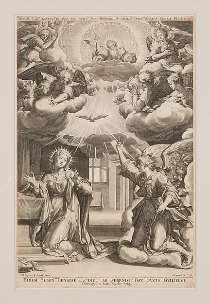 The Annunciation by Johann Sadeler I depicting Luke 1