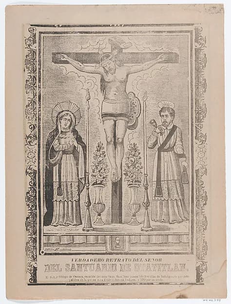 An indulgence with an image of Our Lord of Chalma by José Guadalupe Posada depicting Matthew 3