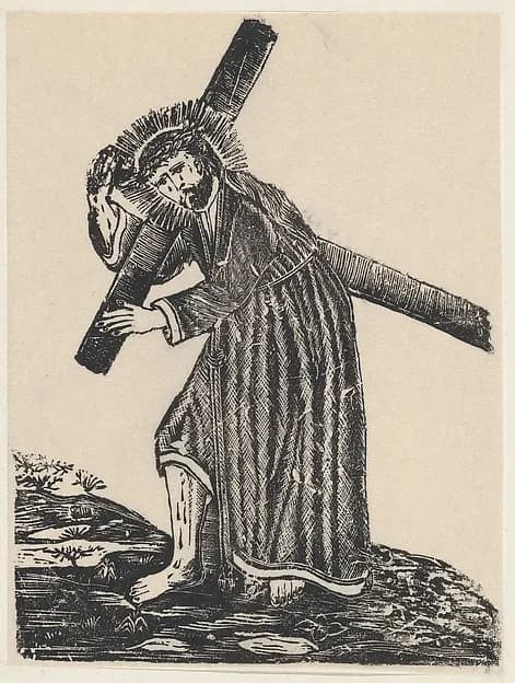 Christ carrying the cross by Anonymous, Mexican depicting Mark 15