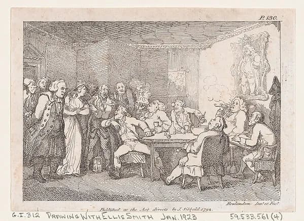 Parson Adams & Fanny examined as culprits before the country Justice, from "The Adventures of Joseph Andrews, and his friend Mr Abraham Adams" by Thomas Rowlandson depicting Genesis 18