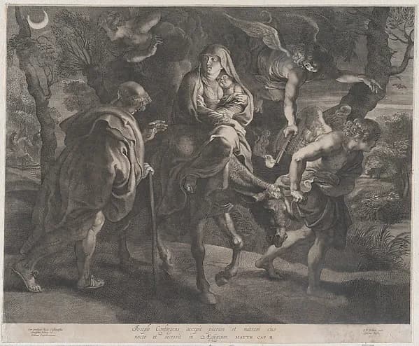 The Flight into Egypt by Ignatius Cornelis Marinus depicting Matthew 2