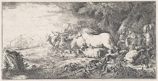 Noah and the animals entering the ark by Giovanni Benedetto Castiglione (Il Grechetto) depicting Genesis 7