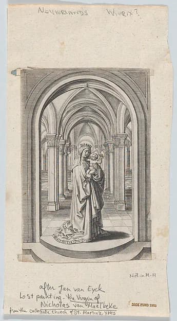 Virgin and Child in a Church, also known as the Van Maelbeke Virgin by Wierix depicting Luke 2