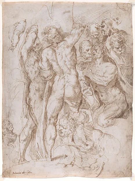 Study for Raising Lazarus ? (recto); Two Standing Men (verso) by Stefano dall' Arzere depicting John 11