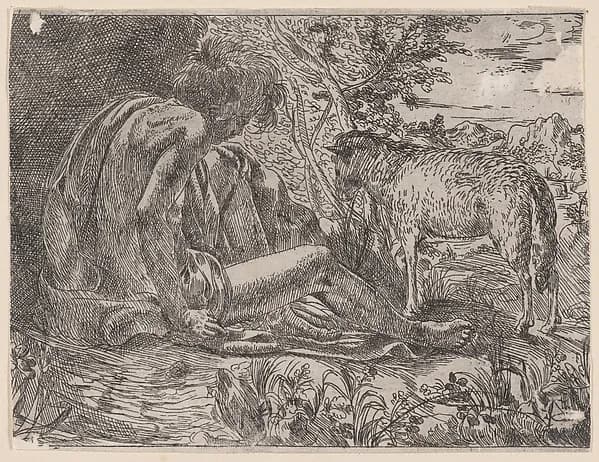 Saint John the Baptist with a lamb by Giovanni Battista Caracciolo depicting Matthew 3