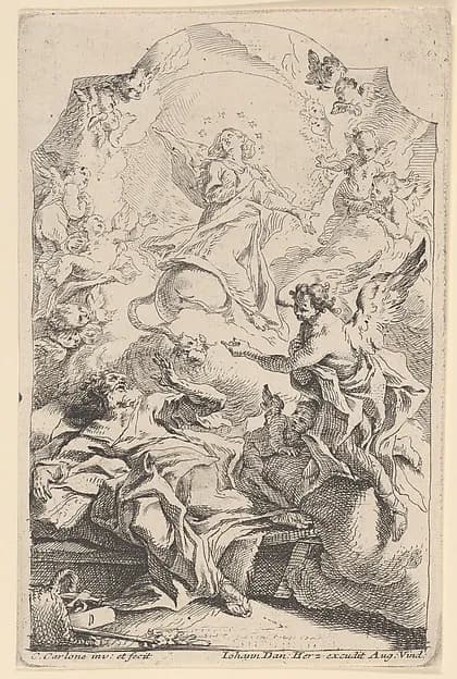 The Annunciation to Saint Joseph by Carlo Innocenzo Carloni depicting Luke 1