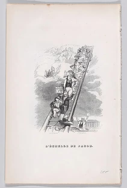 Jacob's Ladder, from "The Complete Works of Béranger" by J. J. Grandville depicting Genesis 28