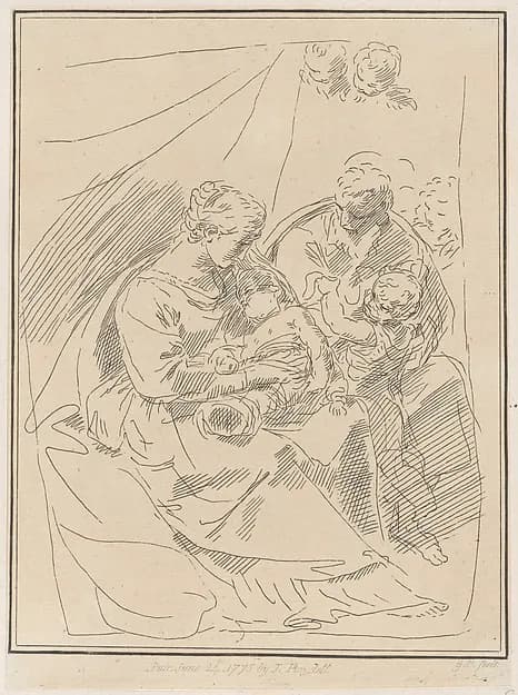The Holy Family with the infant Saint John the Baptist by Giuseppe Canale depicting Matthew 3