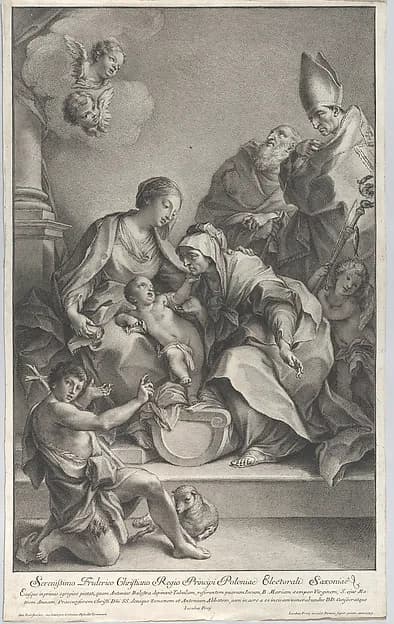 The Virgin and Child with Saints Anne, John the Baptist, Zeno, and Anthony by Johann Jakob Frey the Elder depicting Matthew 3
