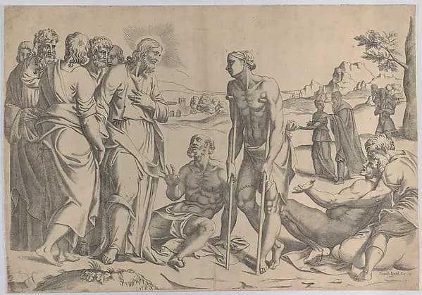 Christ healing the sick by Anonymous depicting Matthew 9