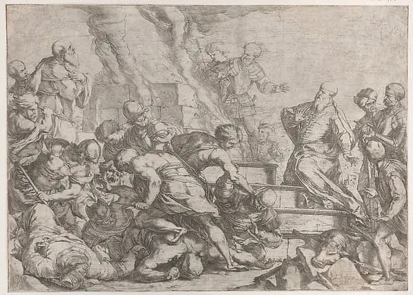 The Sacrifice of Elijah by Luca Giordano depicting 1 Kings 17