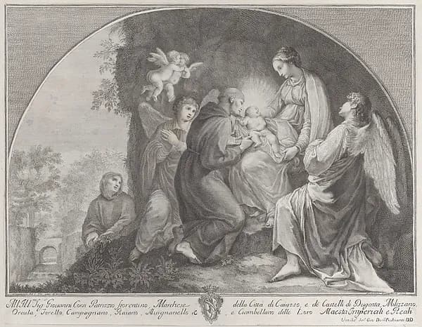 Adoration of Christ by Saint Francis by Anonymous depicting Matthew 5