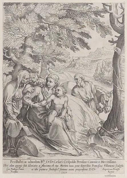 The rest on the flight into Egypt by Francesco Villamena depicting Matthew 2