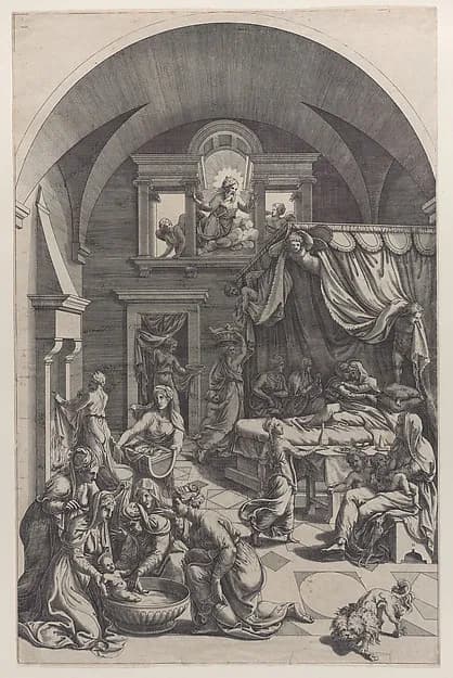Birth of Saint John the Baptist by Diana Scultori depicting Matthew 3