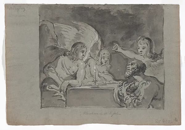 Abraham Entertaining the Three Angels by Leonaert Bramer depicting Genesis 18