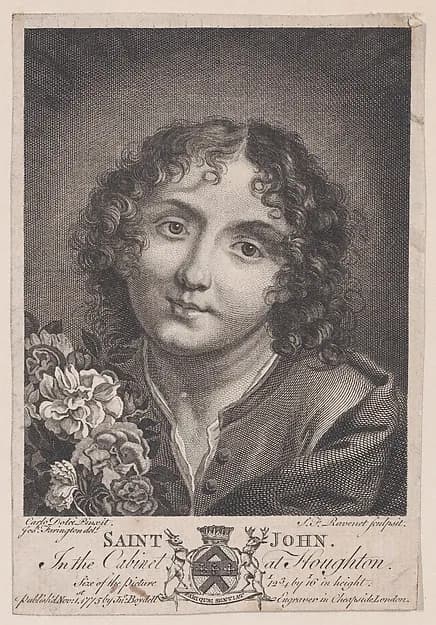 Saint John the Baptist with flowers by Simon-François Ravenet depicting Matthew 3