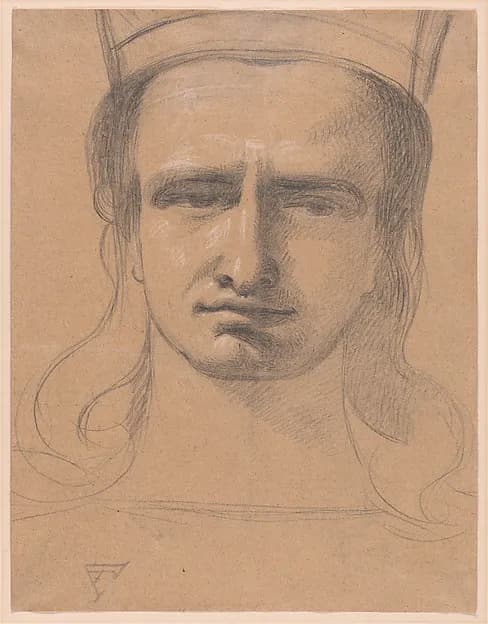 Head of King Solomon (recto); Classical Head (verso) by Benjamin Robert Haydon depicting 1 Kings 3
