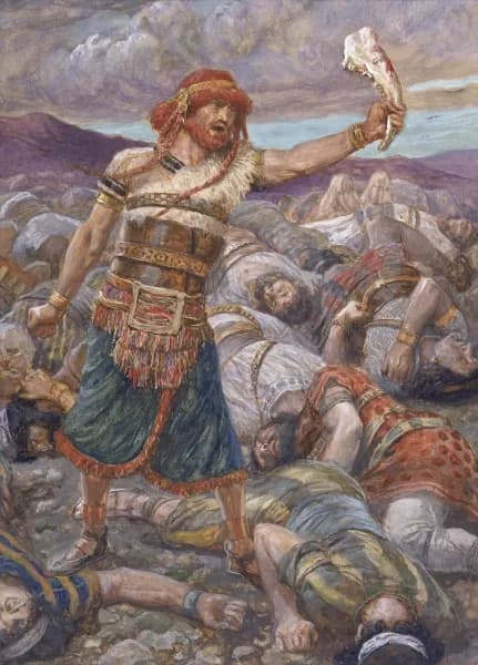 Samson Slays a Thousand Men by James Tissot depicting Judges 15:14