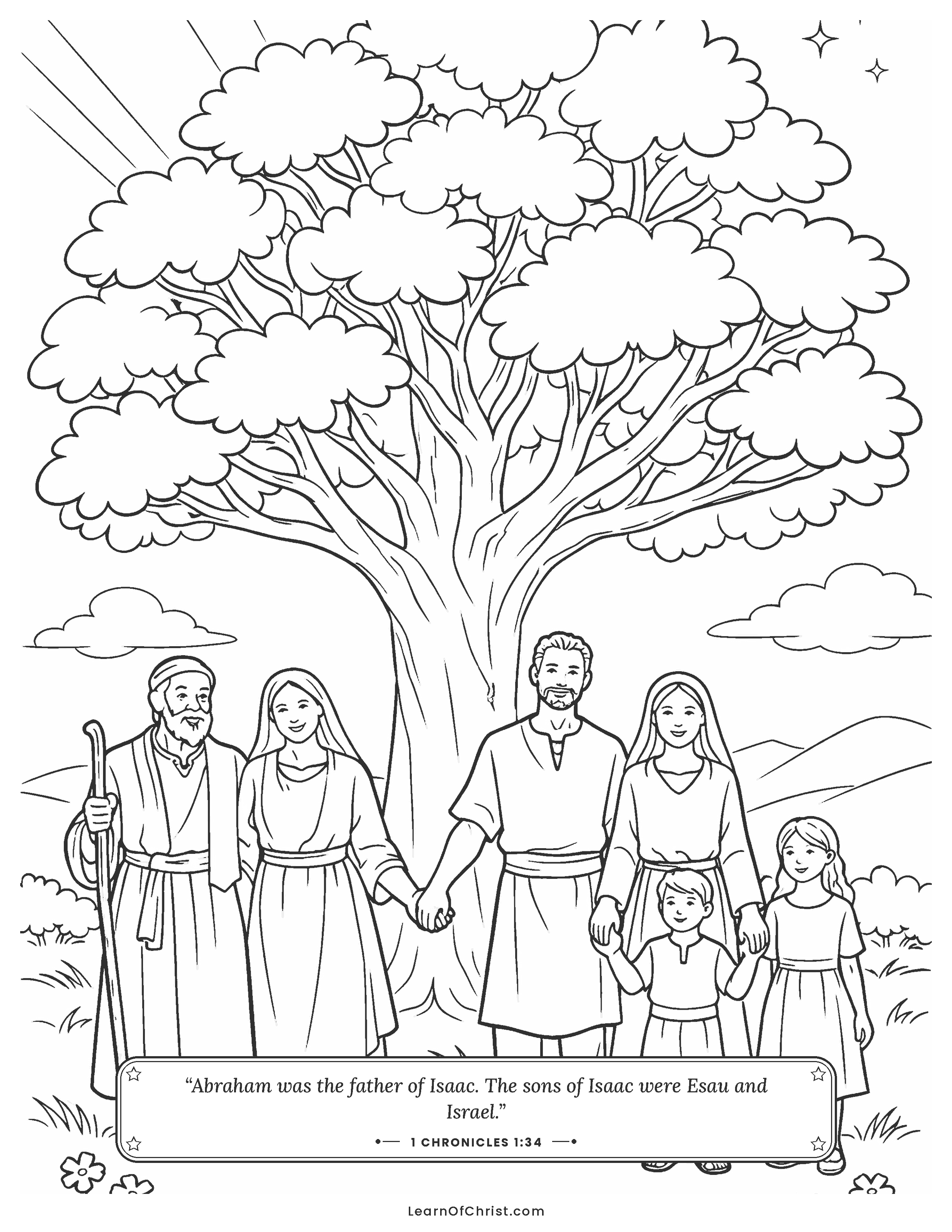 1 Chronicles 1 coloring page - A great family tree of many generations