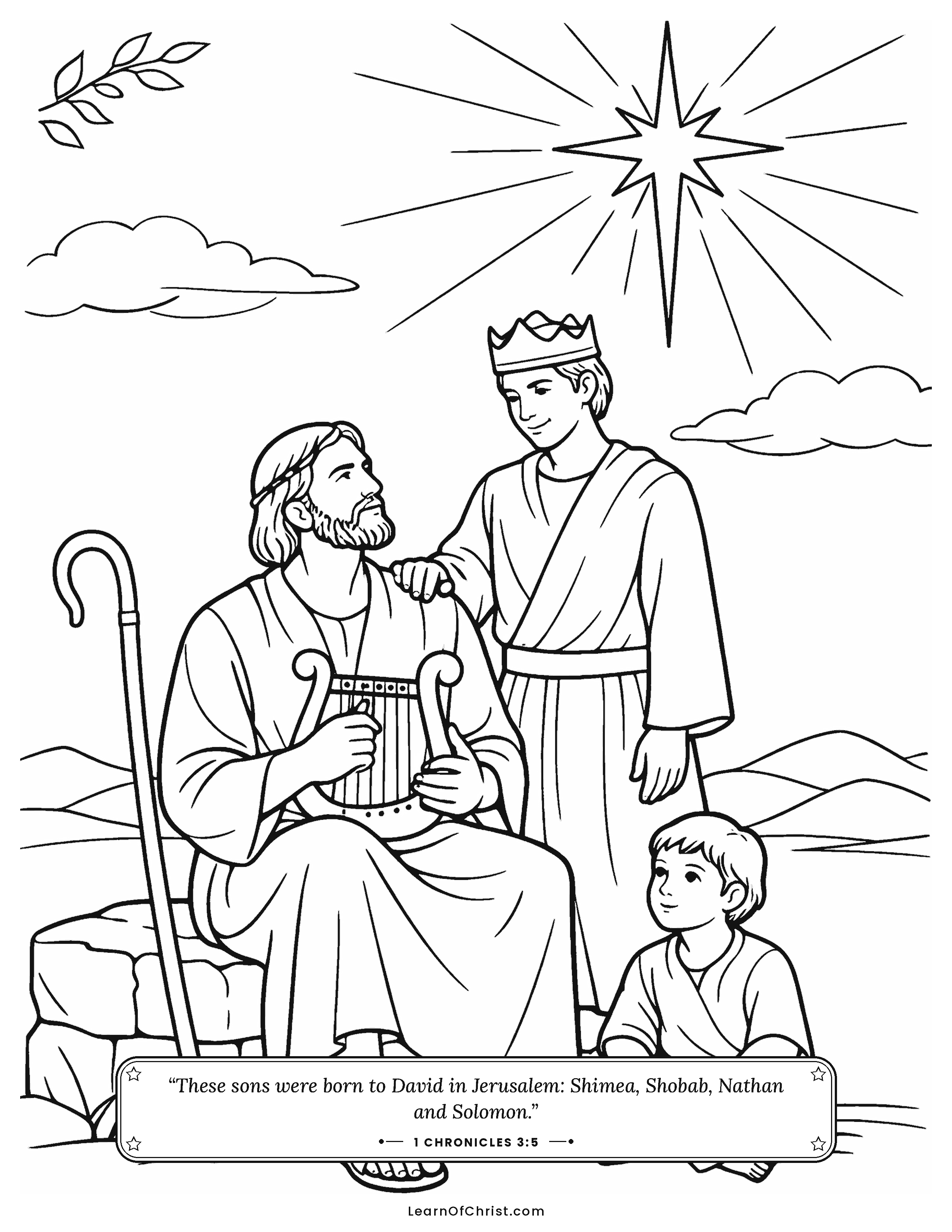 1 Chronicles 3 coloring page - David's family carries the promise onward